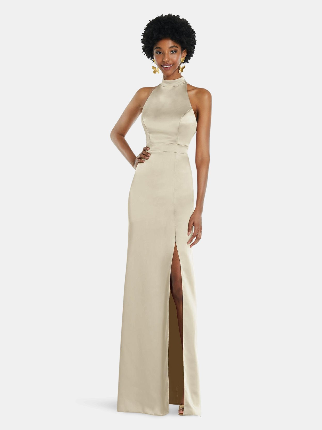 Lovely Backless High-neck Column Gown ...